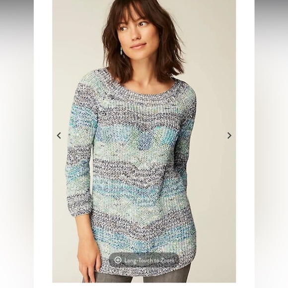 J. Jill Textured Convertible-Shoulder Sweater Green Jade Multi Size Small - Picture 2 of 8